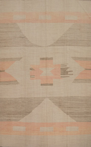 Soft Earth Tones Kilim Nomadic Wool Area Rug 7x10
