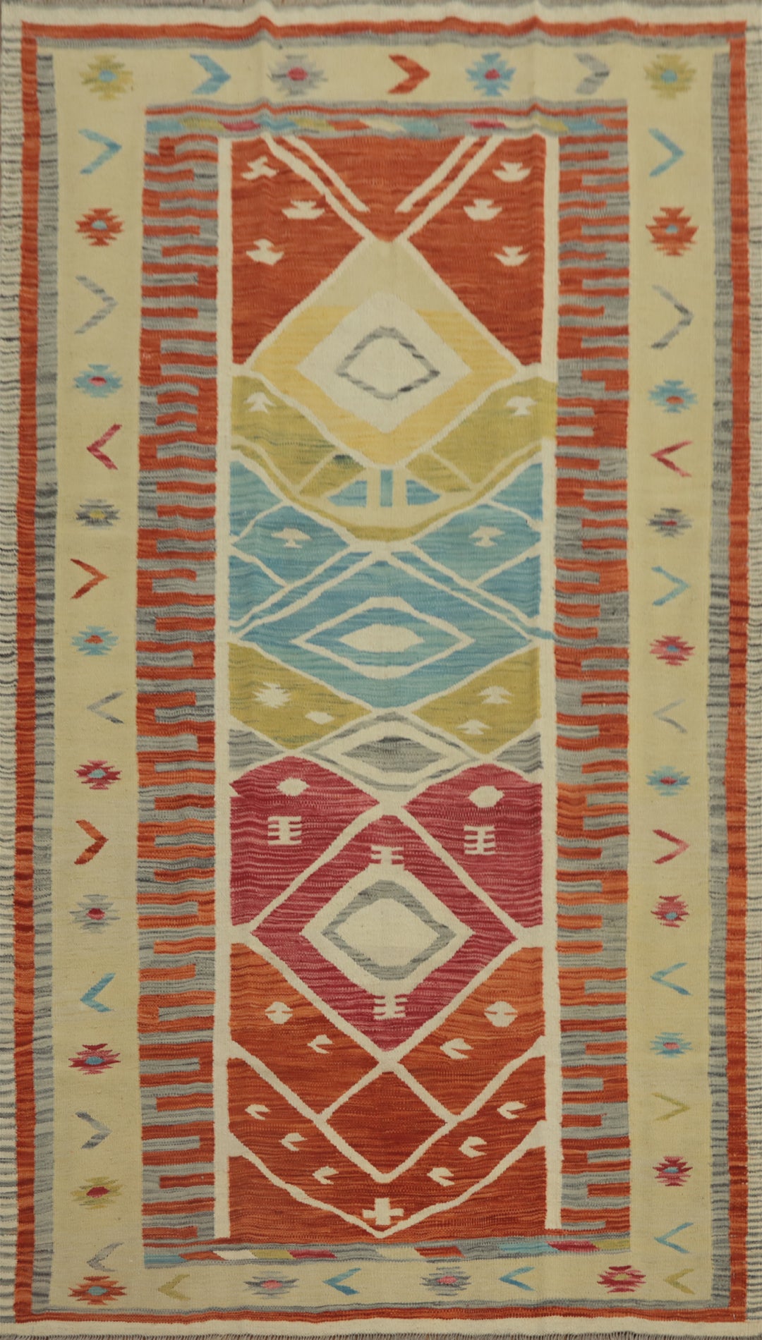 Tribal Wool Kilim Flat Weave Area Rug 5x8