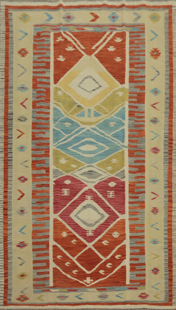 Tribal Wool Kilim Flat Weave Area Rug 5x8