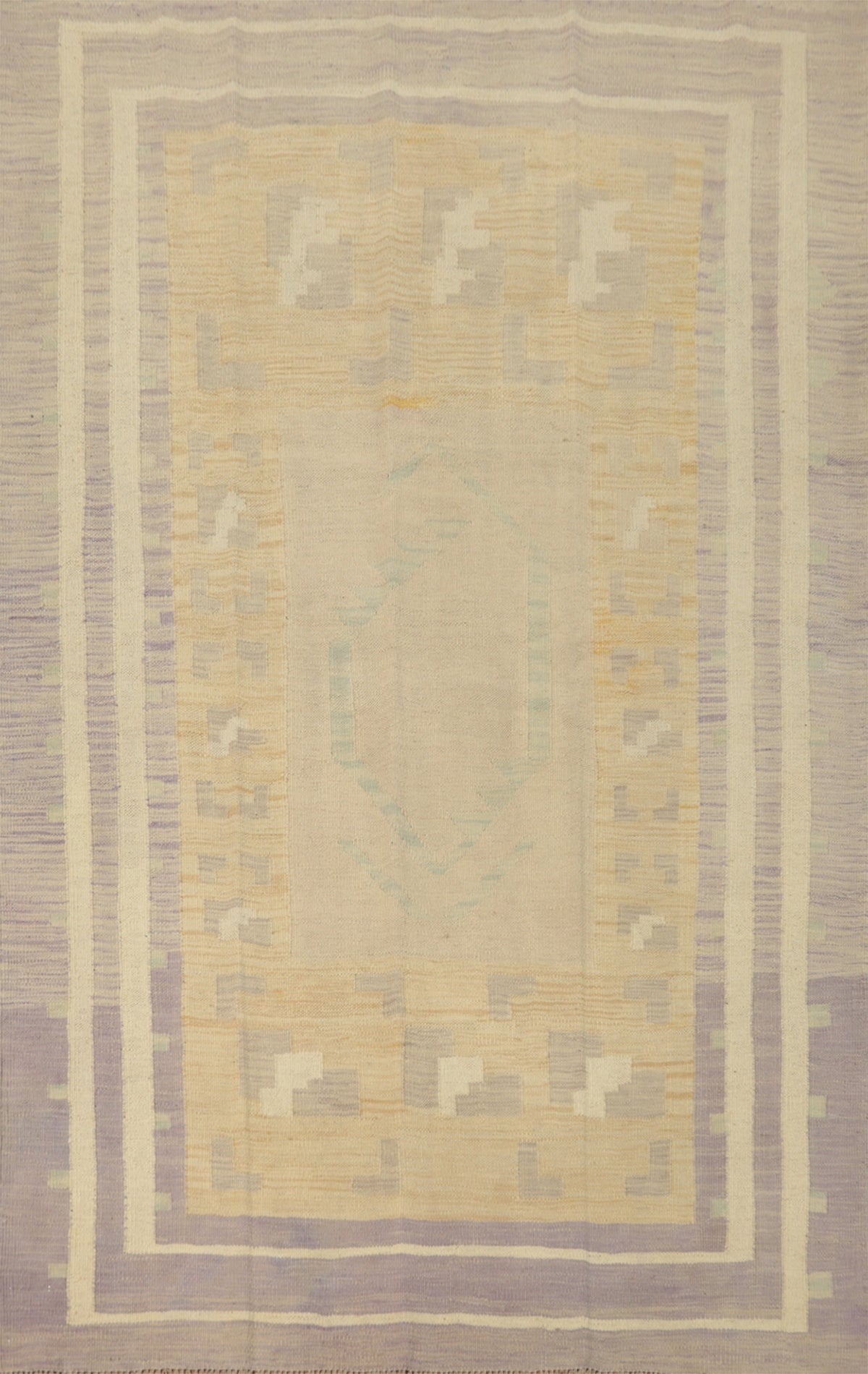 Neutral Pastel Colors Kilim Nomadic Area Rug 5x7