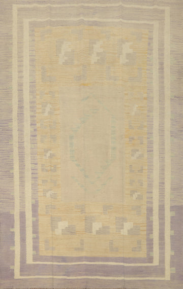 Neutral Pastel Colors Kilim Nomadic Area Rug 5x7
