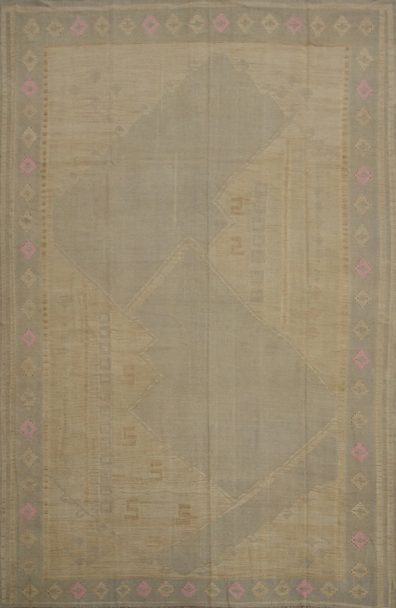 Earth Tones Wool Kilim Flat Weave Area Rug 9x12