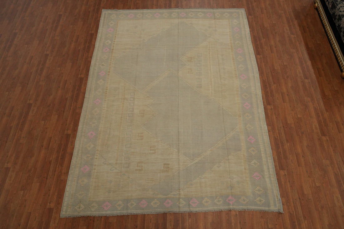 Earth Tones Wool Kilim Flat Weave Area Rug 9x12