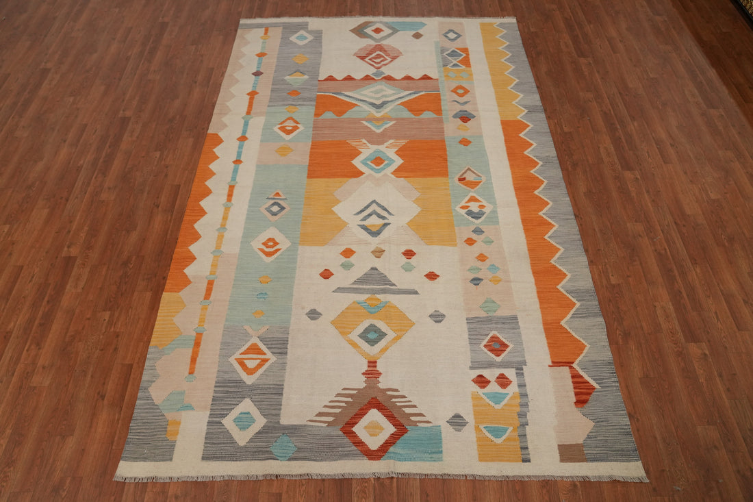 Geometric Bold and Colorful Kilim Area Rug 6x10