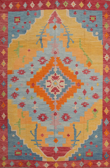 Colorful Kilim Flat Weave Wool Area Rug 8x10
