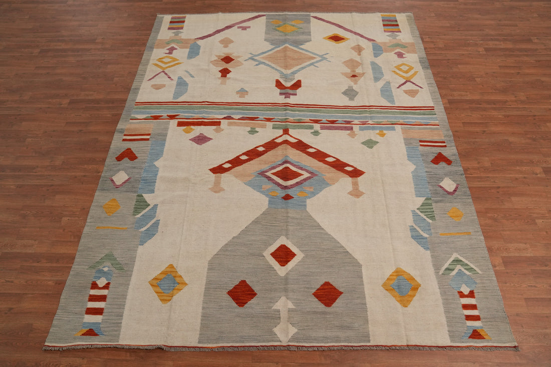 Tribal Wool Kilim Handwoven Area Rug 8x10