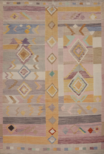 Pastel Hues Diamond Patterns in a Geometric Rug Design 8x10