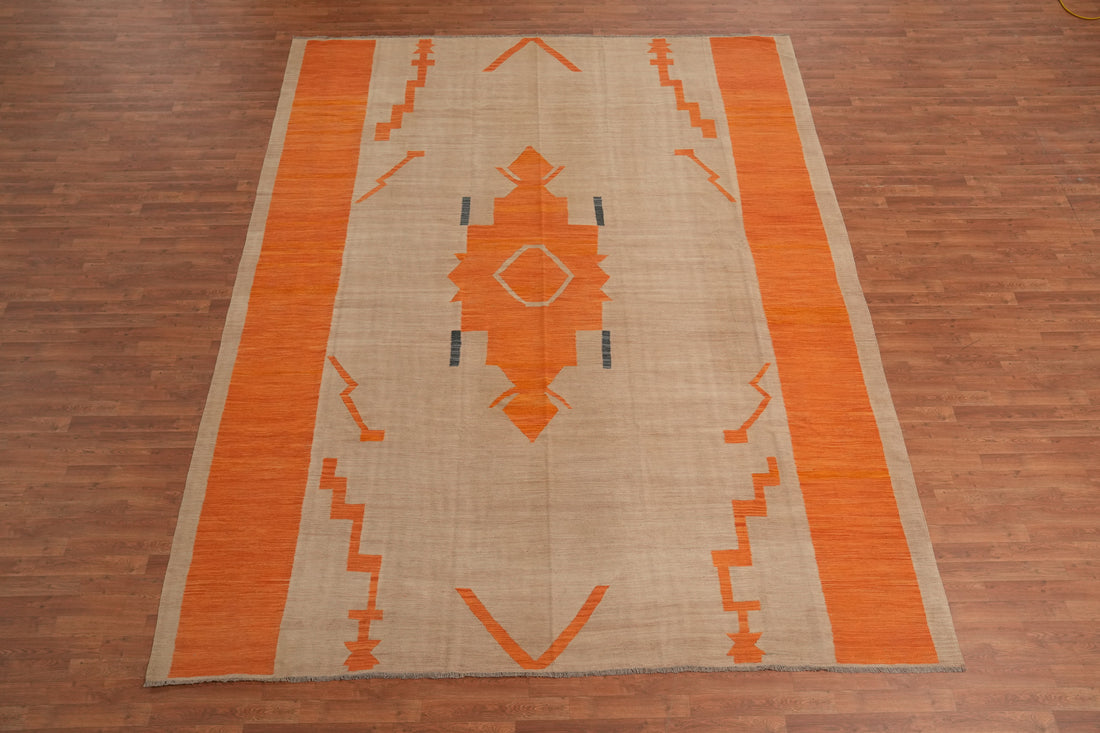 Tribal Wool Kilim Handwoven Area Rug 10x13