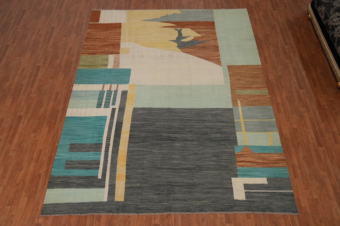 Contemporary Multi-Color Geometric Design Area Rug 10x13