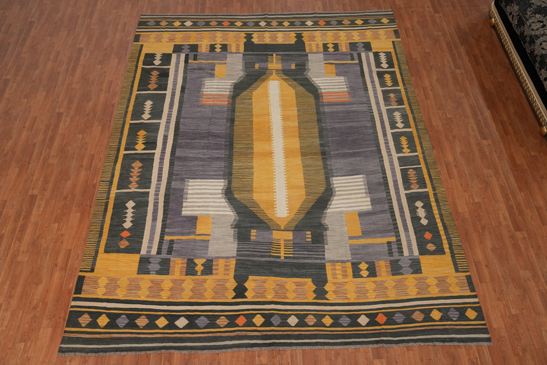 Vintage Inspired Tribal Kilim Large Area Rug 10x13