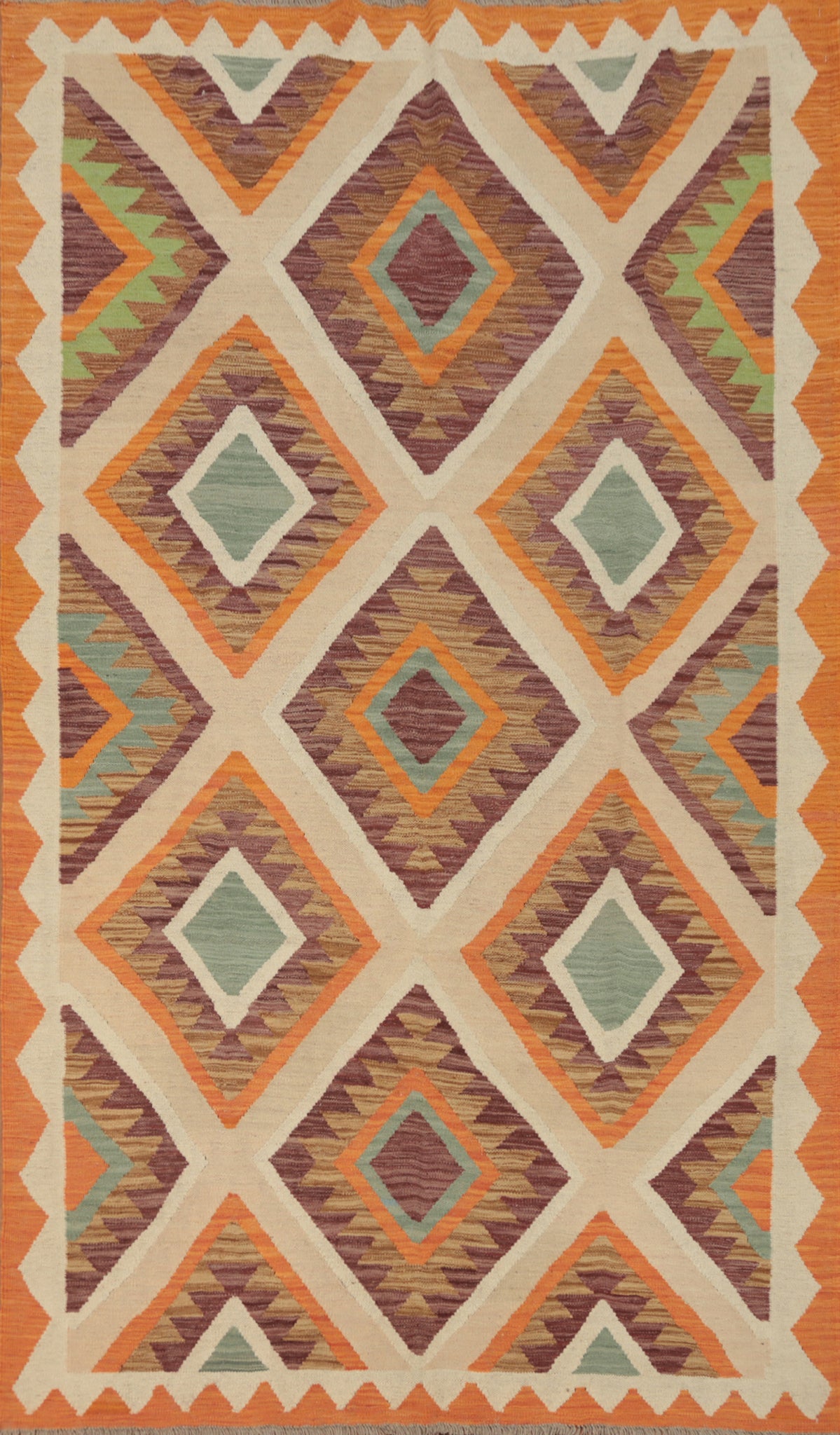 Colorful Diamond Design Kilim Area Rug 5x8 Perfect for Cozy Living Rooms