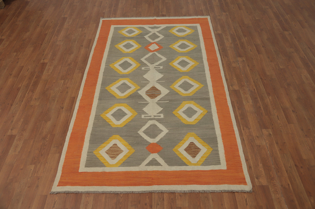 Geometric Kilim Handwoven Area Rug 5x8
