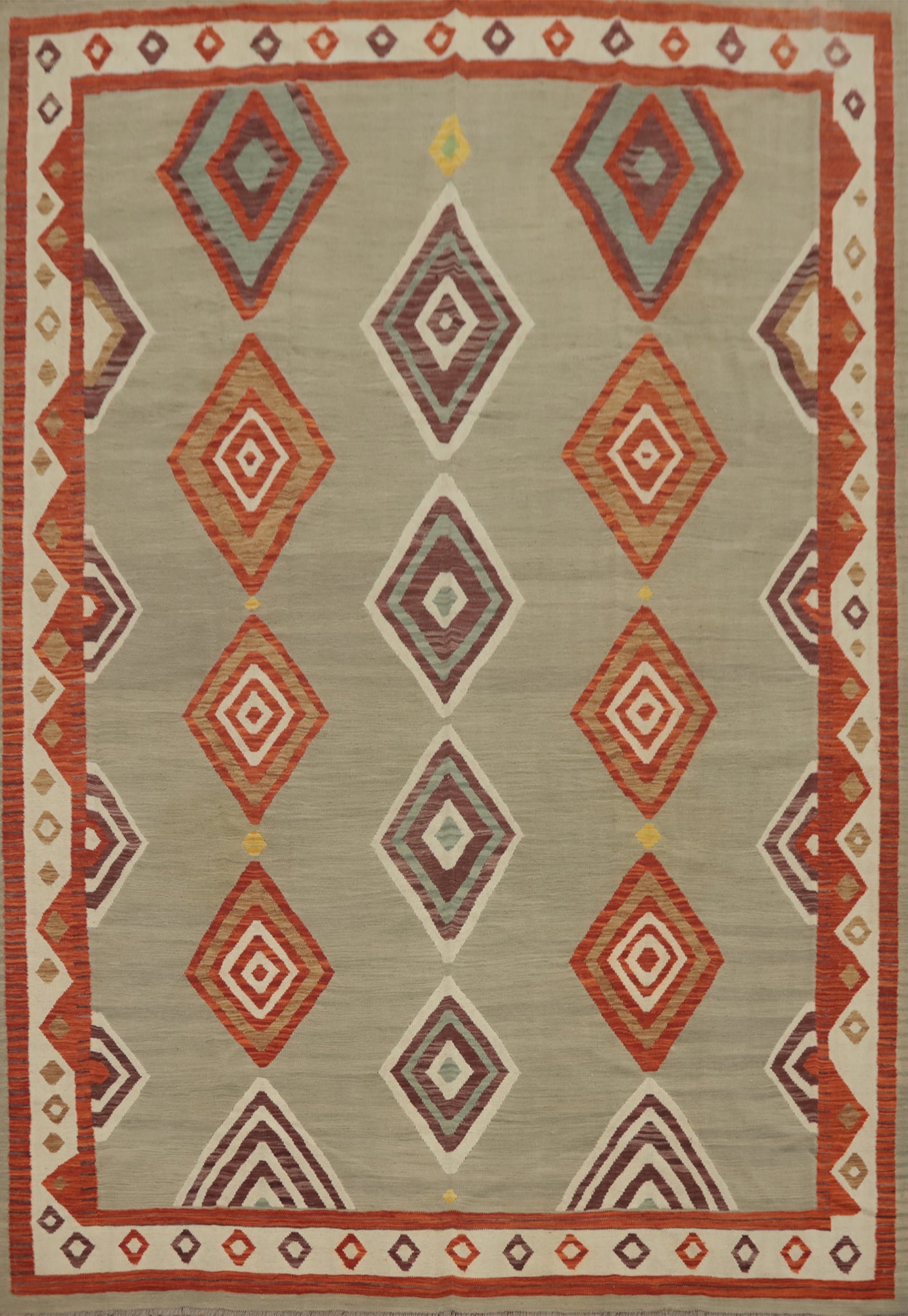Vibrant Diamond Kilim Classic Handcrafted Area Rug 9x12