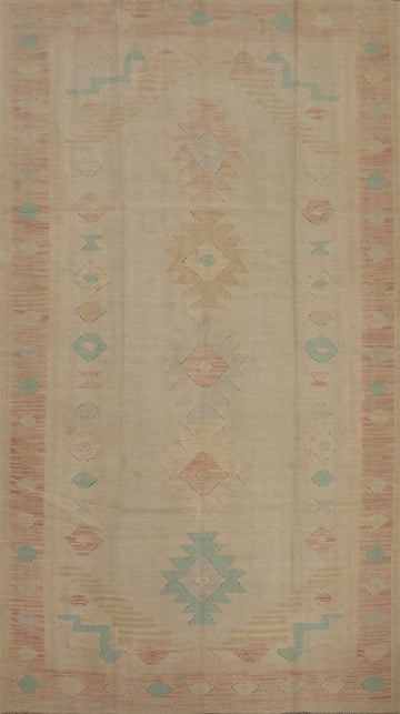 Earth Tones Wool Kilim Handwoven Area Rug 5x8