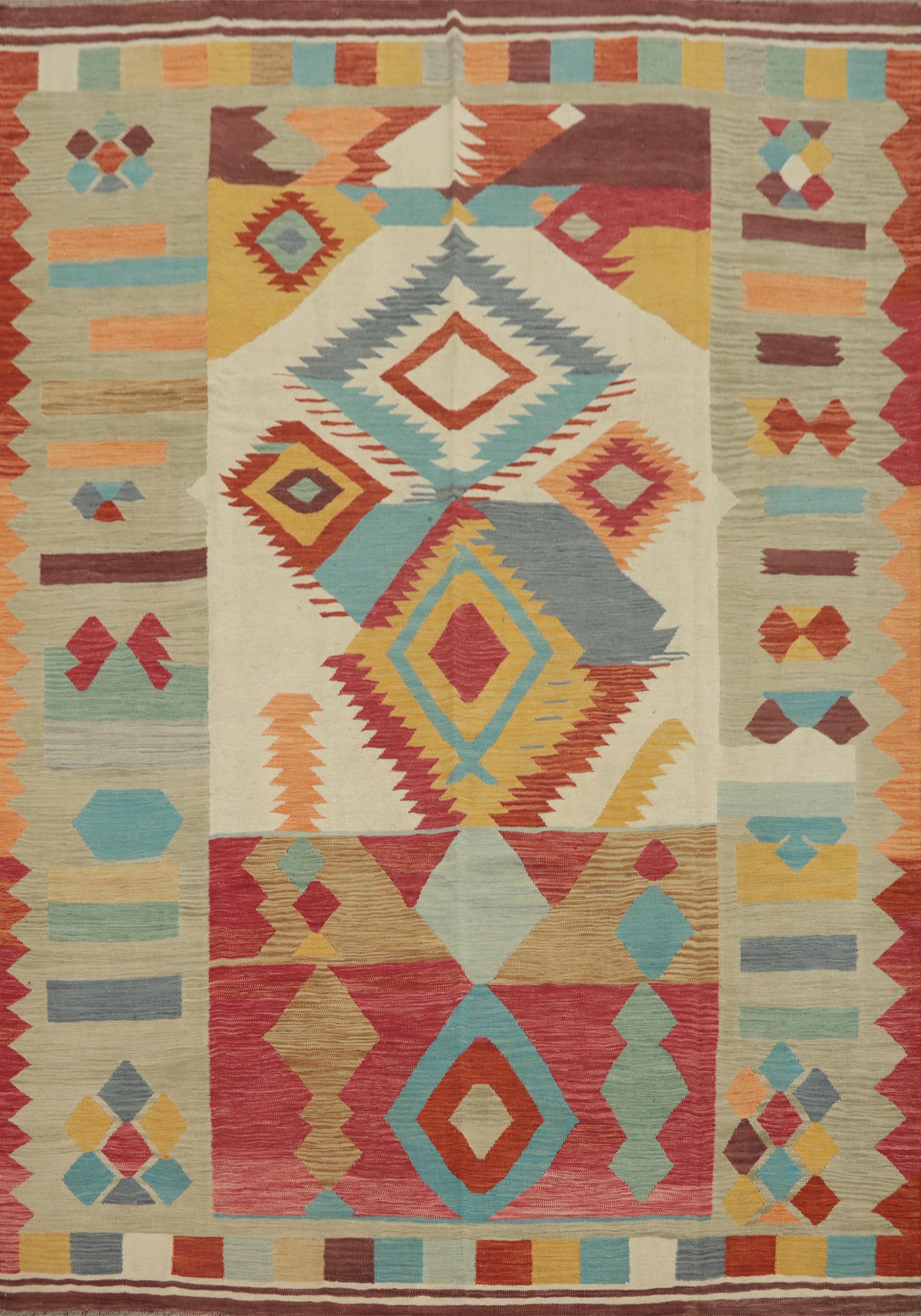 Tribal Wool Kilim Flat Weave Area Rug 8x10