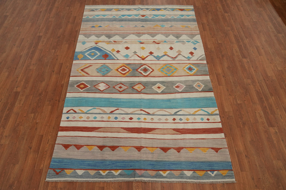 Tribal Wool Kilim Flat Weave Area Rug 6x9