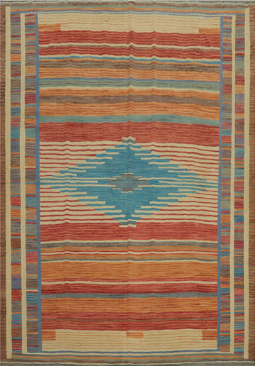 Tribal Wool Kilim Flat Weave Area Rug 8x10