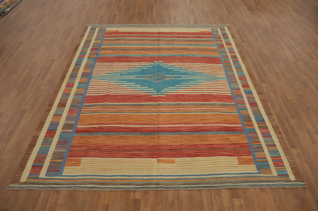 Tribal Wool Kilim Flat Weave Area Rug 8x10