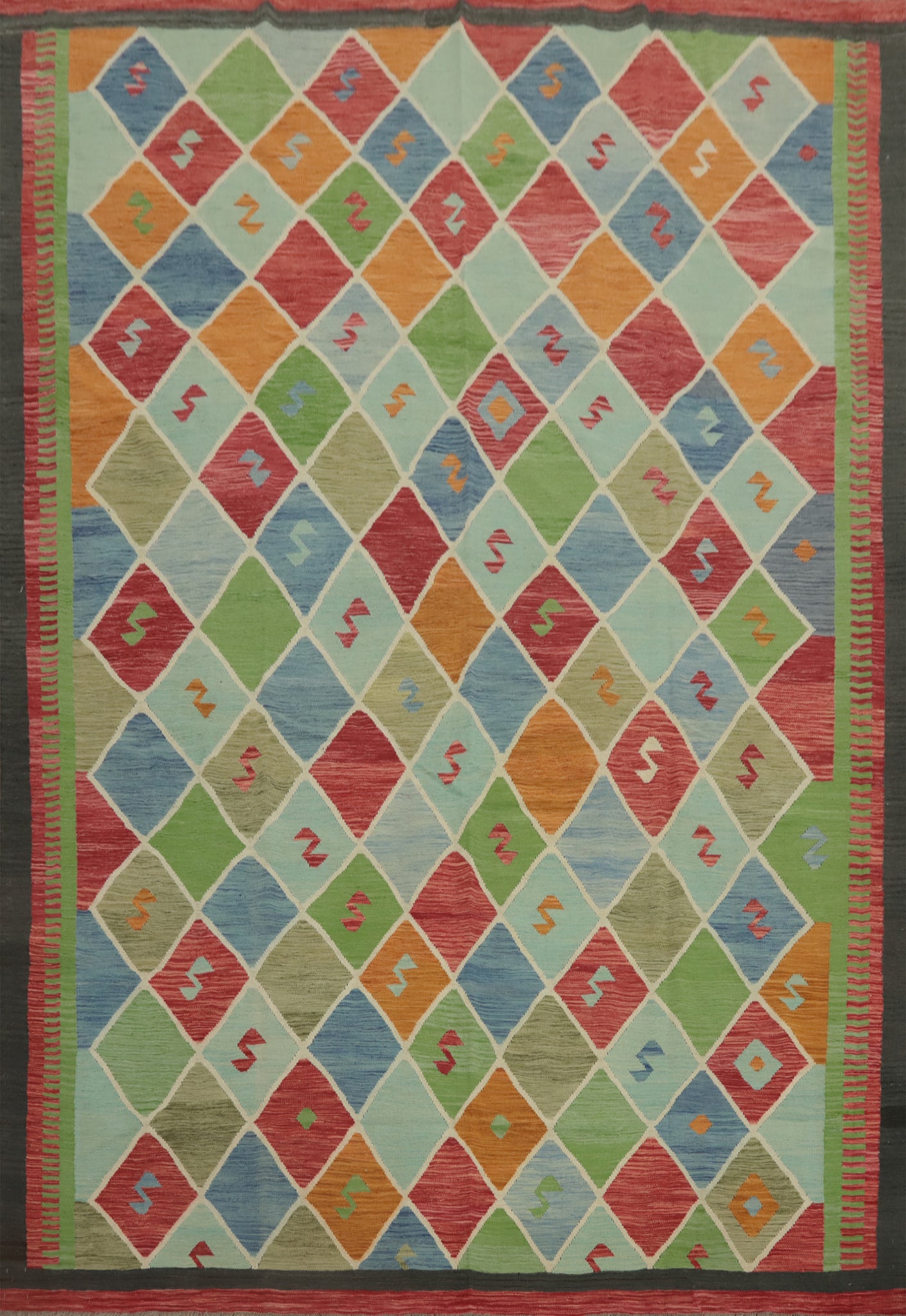 Multicolored Rhombus Patterned for Modern Homes Area Rug 9x12