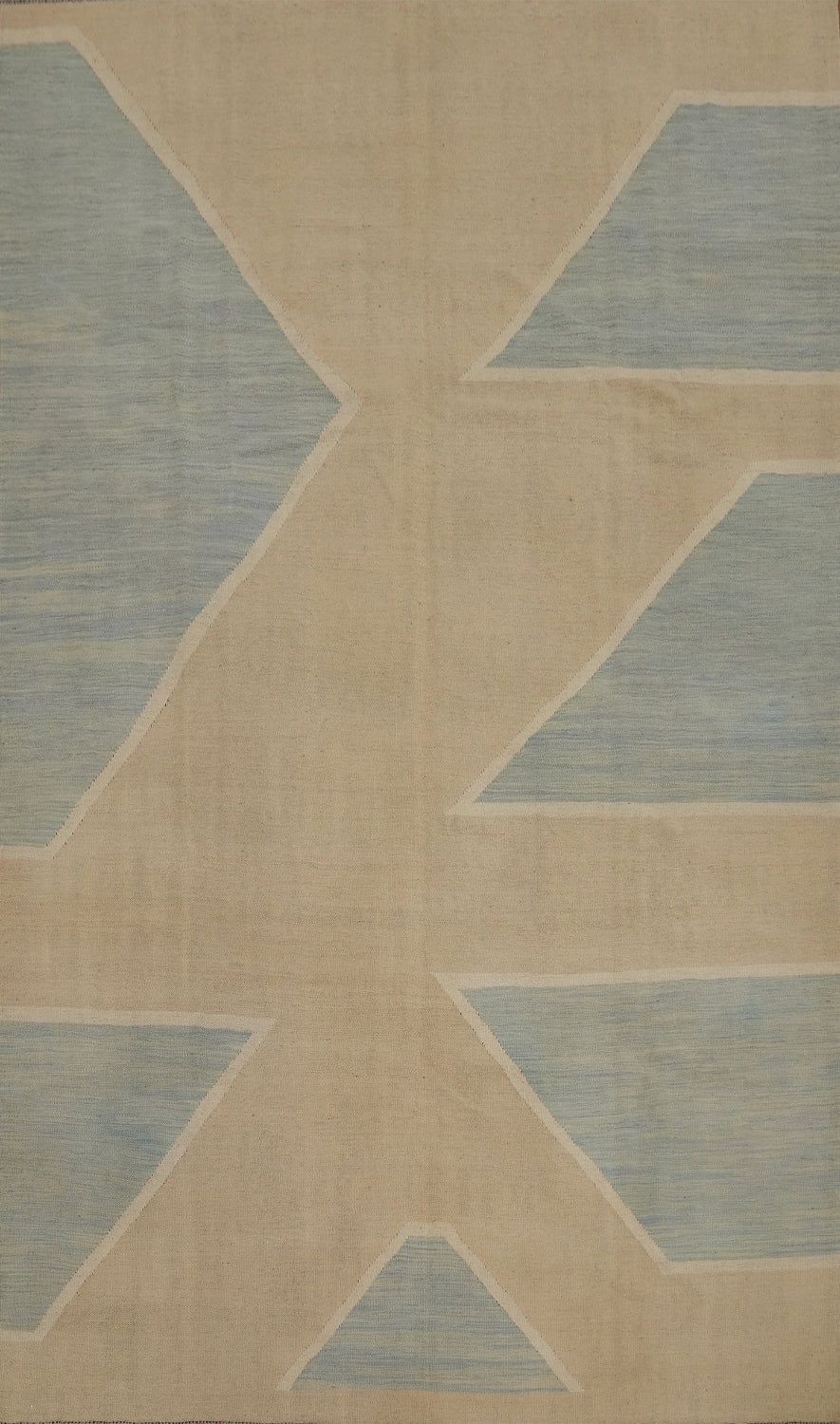 Soothing Beige and Blue Tones Modern Kilim Area Rug 7x10