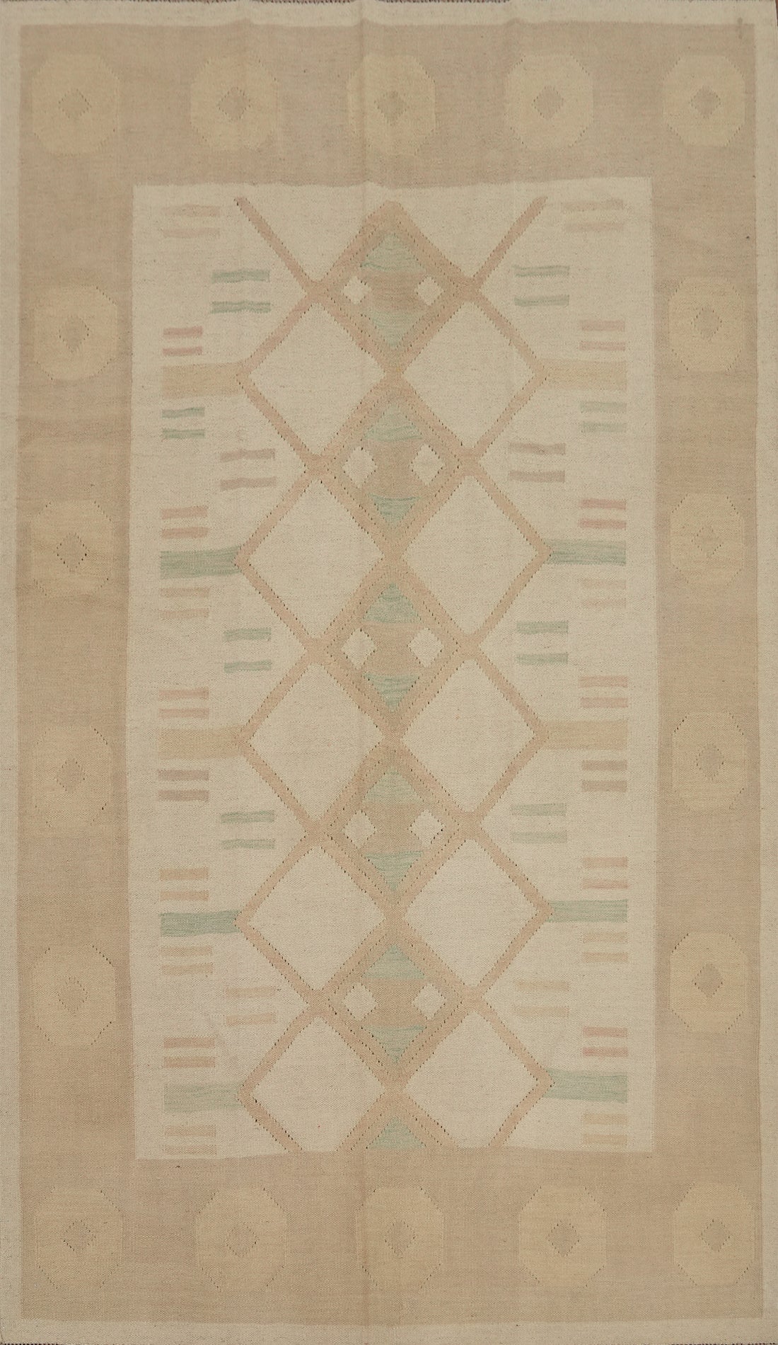 Subtle Geometric Designs Neutral Toned Kilim Area Rug 6x9