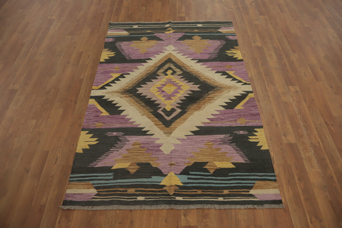 Geometric Kilim Flat Weave Rug 4x6
