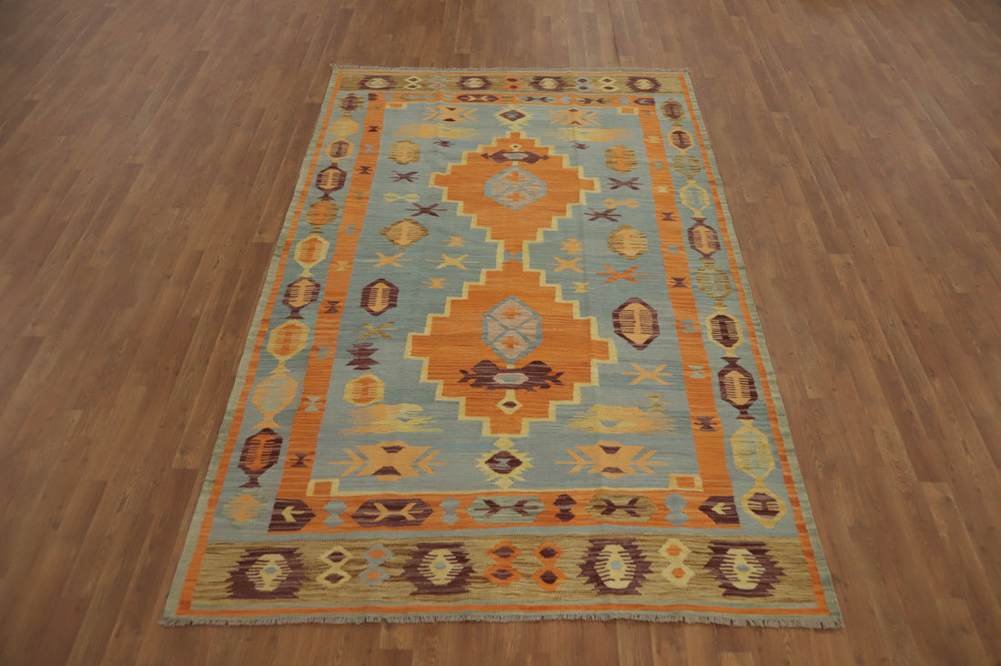 Tribal Wool Kilim Handwoven Area Rug 6x9