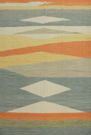 Modern Wool Kilim Handwoven Area Rug 9x12