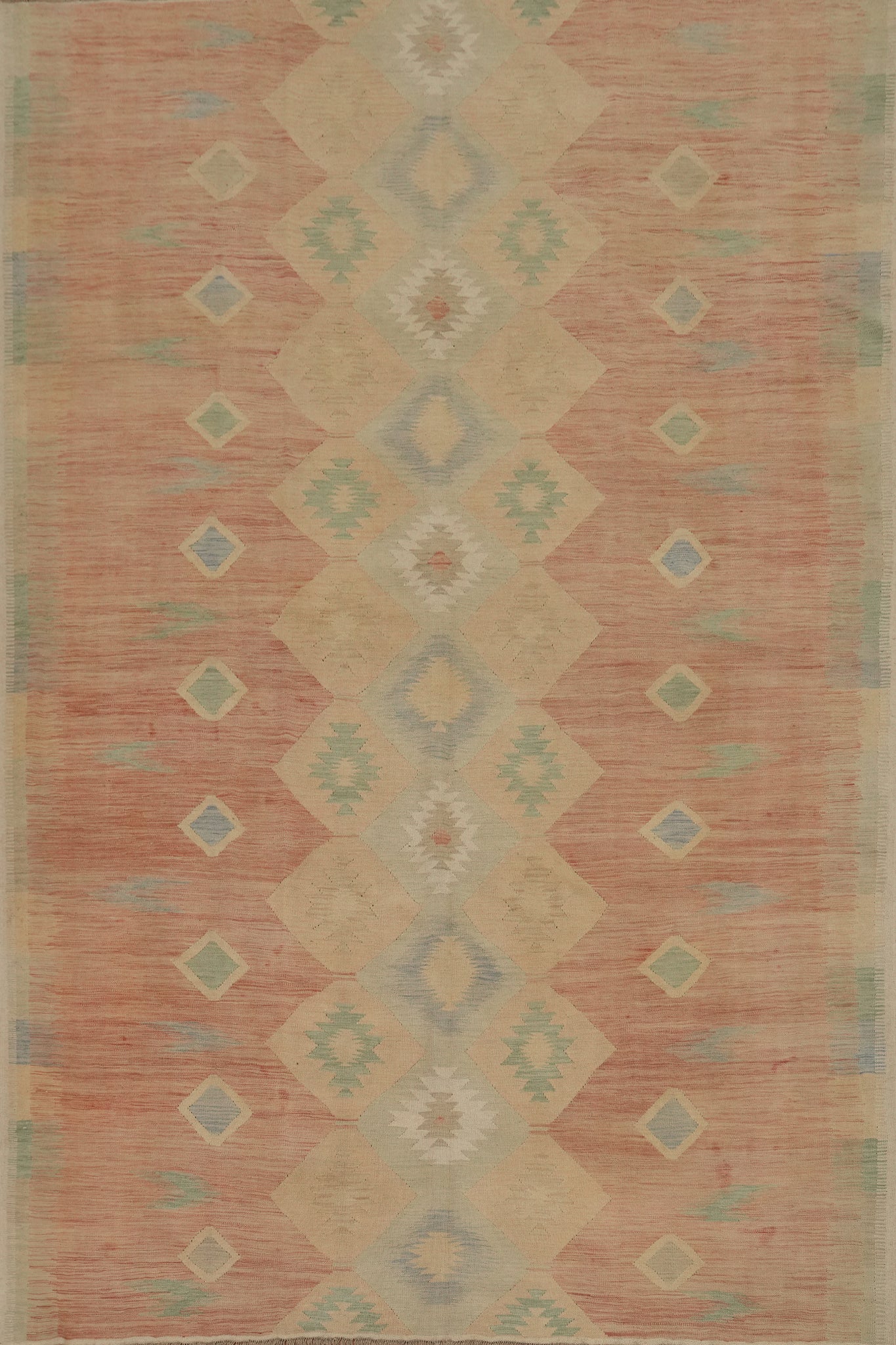 Geometric Wool Kilim Flat Weave Area Rug 9x12