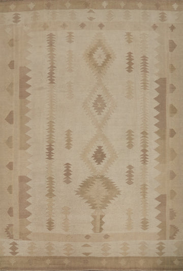 Elegant Beige Tribal Pattern Area Rug 8x10 for Modern Interiors