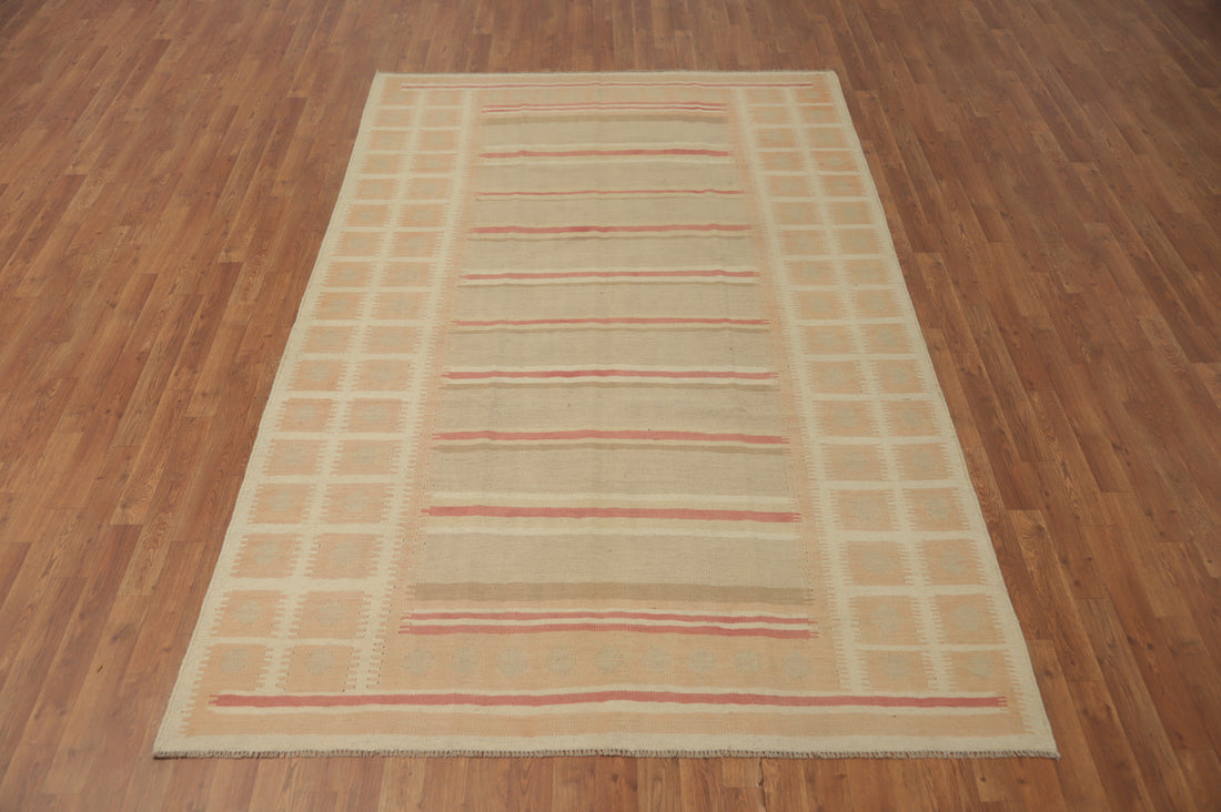 Earth Tones Wool Kilim Handwoven Area Rug 6x9