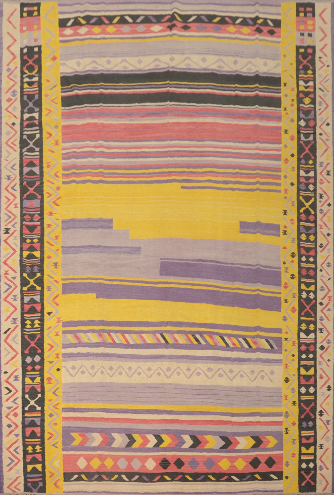 Geometric Wool Kilim Handwoven Area Rug 10x13