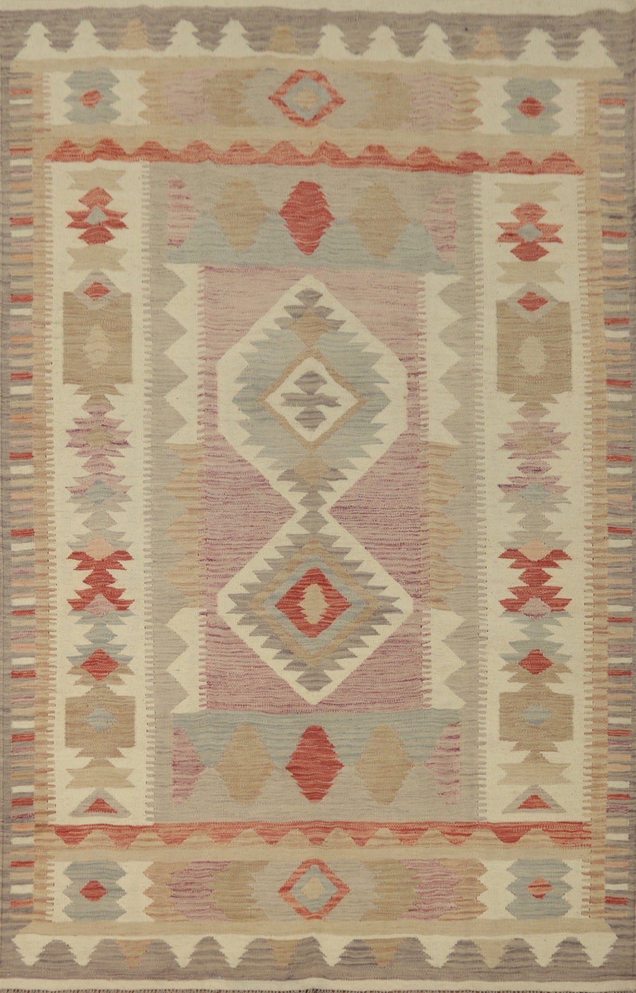 Authentic Handwoven Kilim Rug Featuring Rustic Earthy Tones 6x9