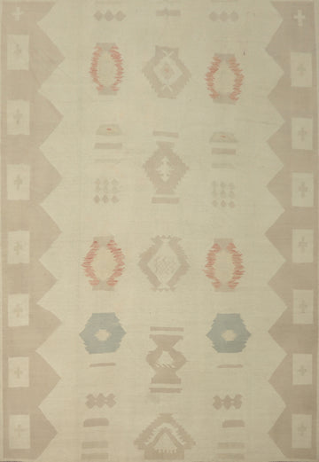 Earth Tones Wool Kilim Handwoven Area Rug 8x10
