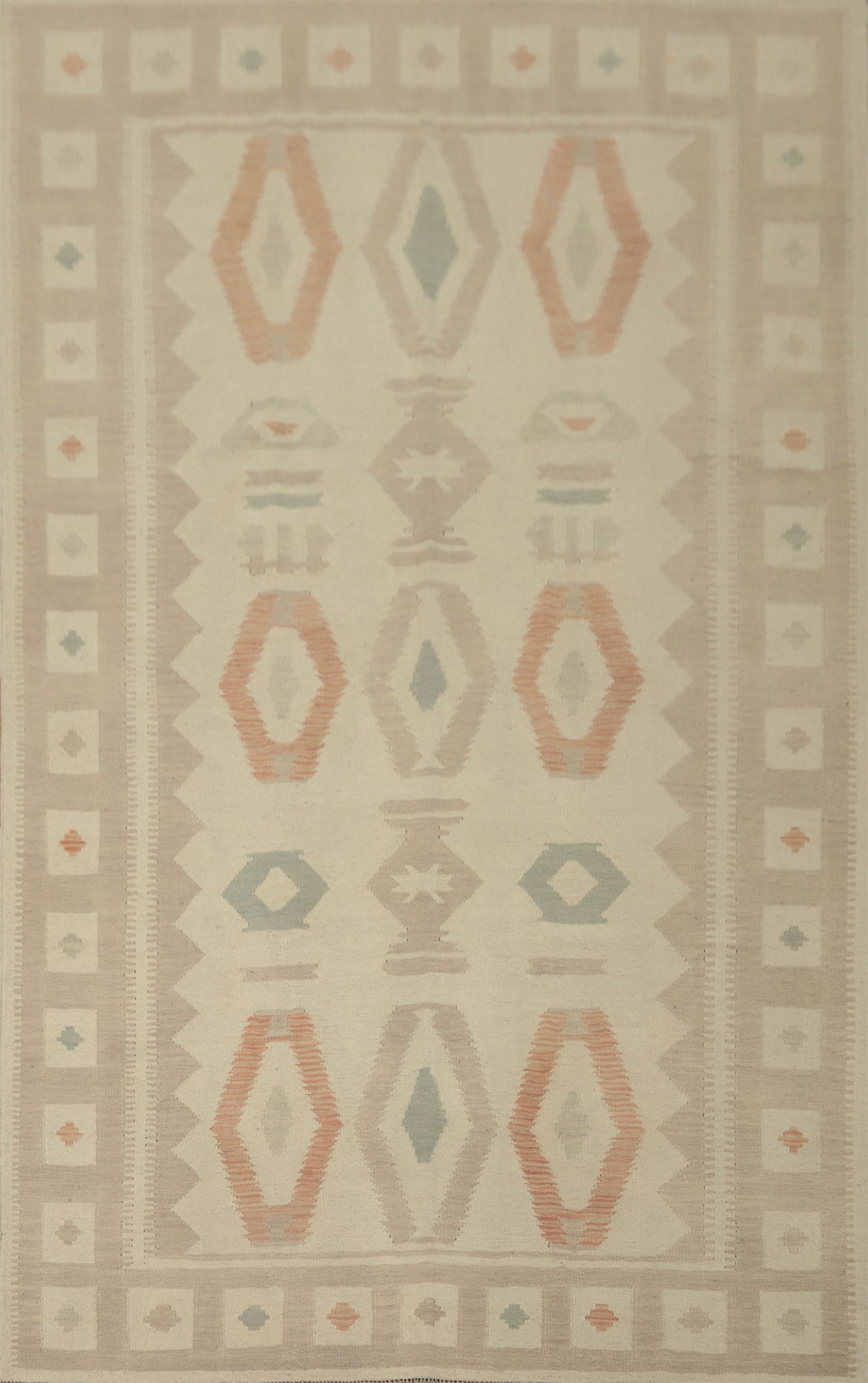 Geometric Wool Kilim Handwoven Area Rug 7x10