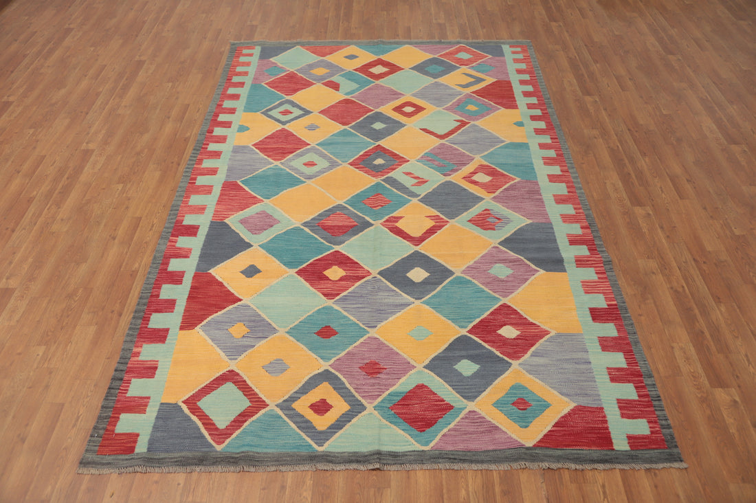 Tribal Wool Kilim Handwoven Area Rug 7x10