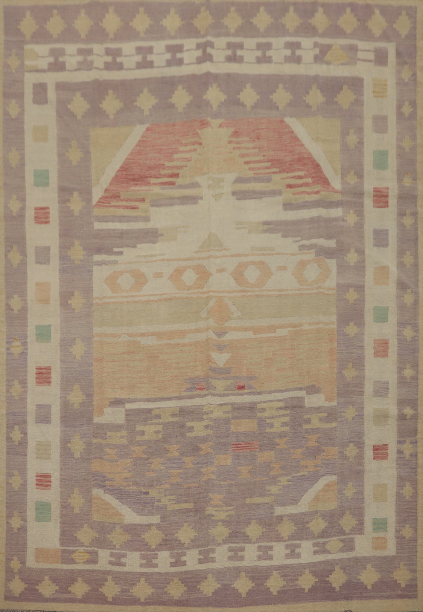 Artistic Tribal-Influenced Rug with Delicate Pastel Tones 8x10