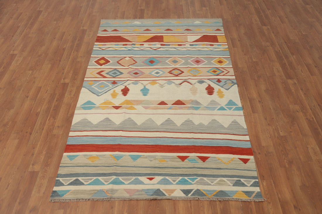 Tribal Wool Kilim Handwoven Area Rug 5x8
