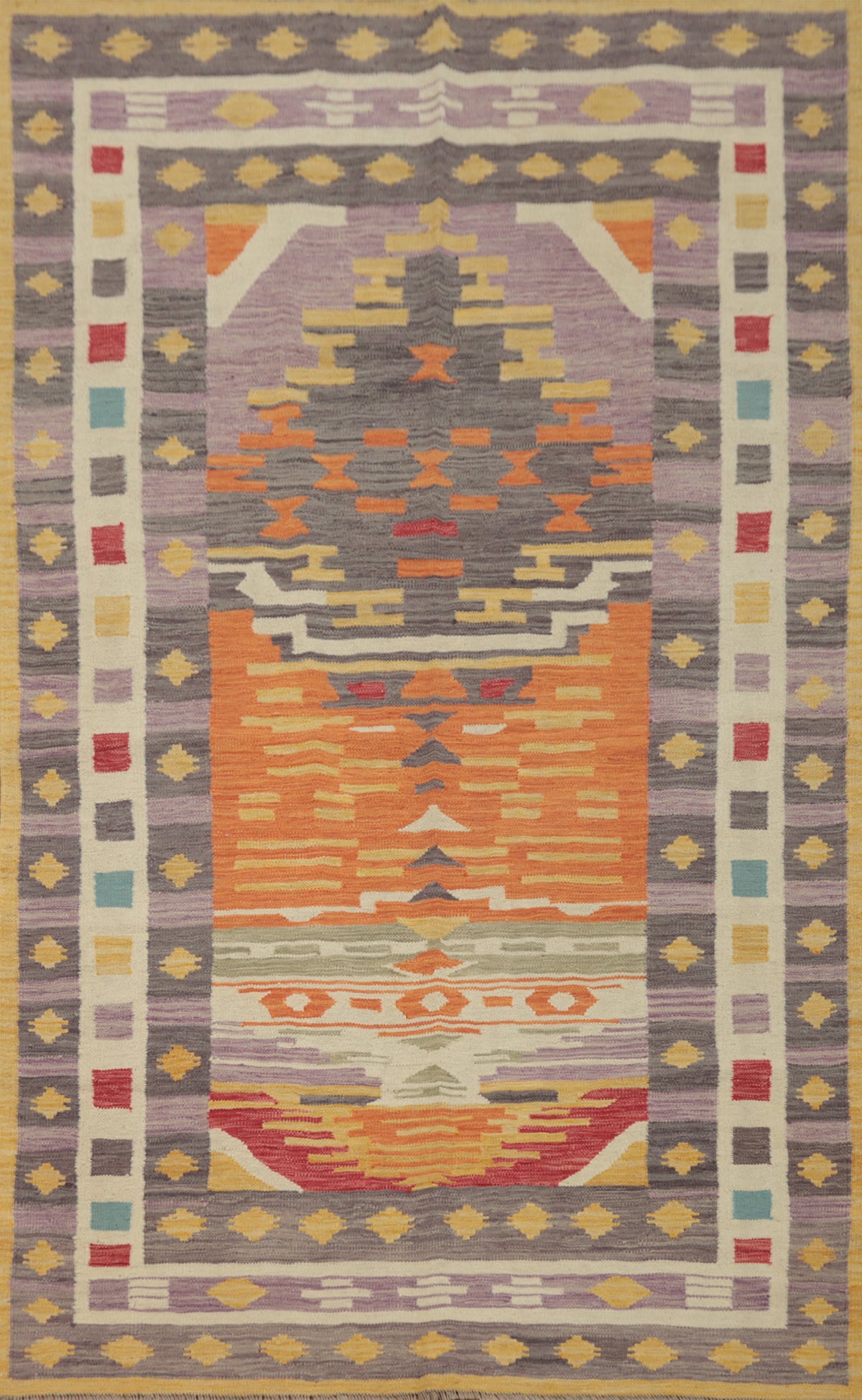 Handcrafted Artistic Rug with Intricate Geometrical Motifs 5x8