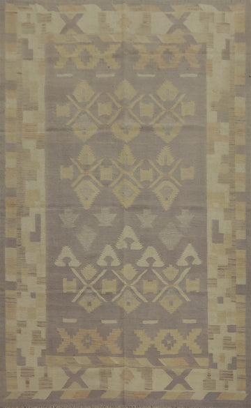 Geometric Wool Kilim Handwoven Area Rug 5x8