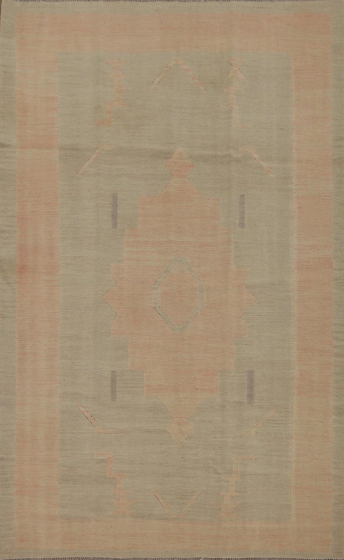 Earth Tones Wool Kilim Flat Weave Area Rug 5x8