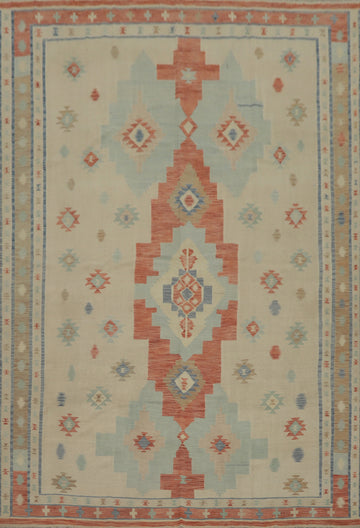 Tribal Wool Kilim Flat Weave Area Rug 10x13