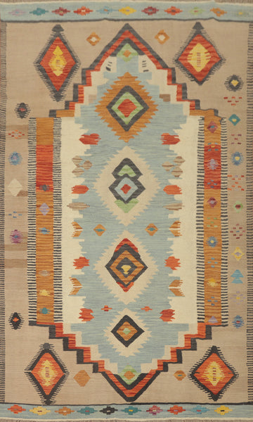 Tribal Wool Kilim Handwoven Area Rug 5x8