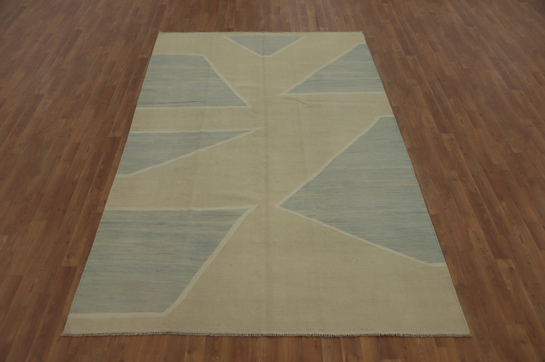 Modern Wool Kilim Flat Weave Area Rug 6x9