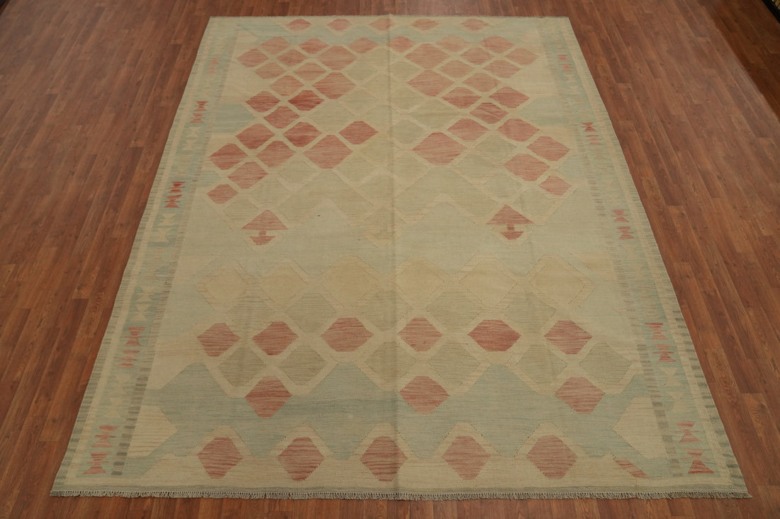 Trellis Wool Kilim Flat Weave Area Rug 8x10