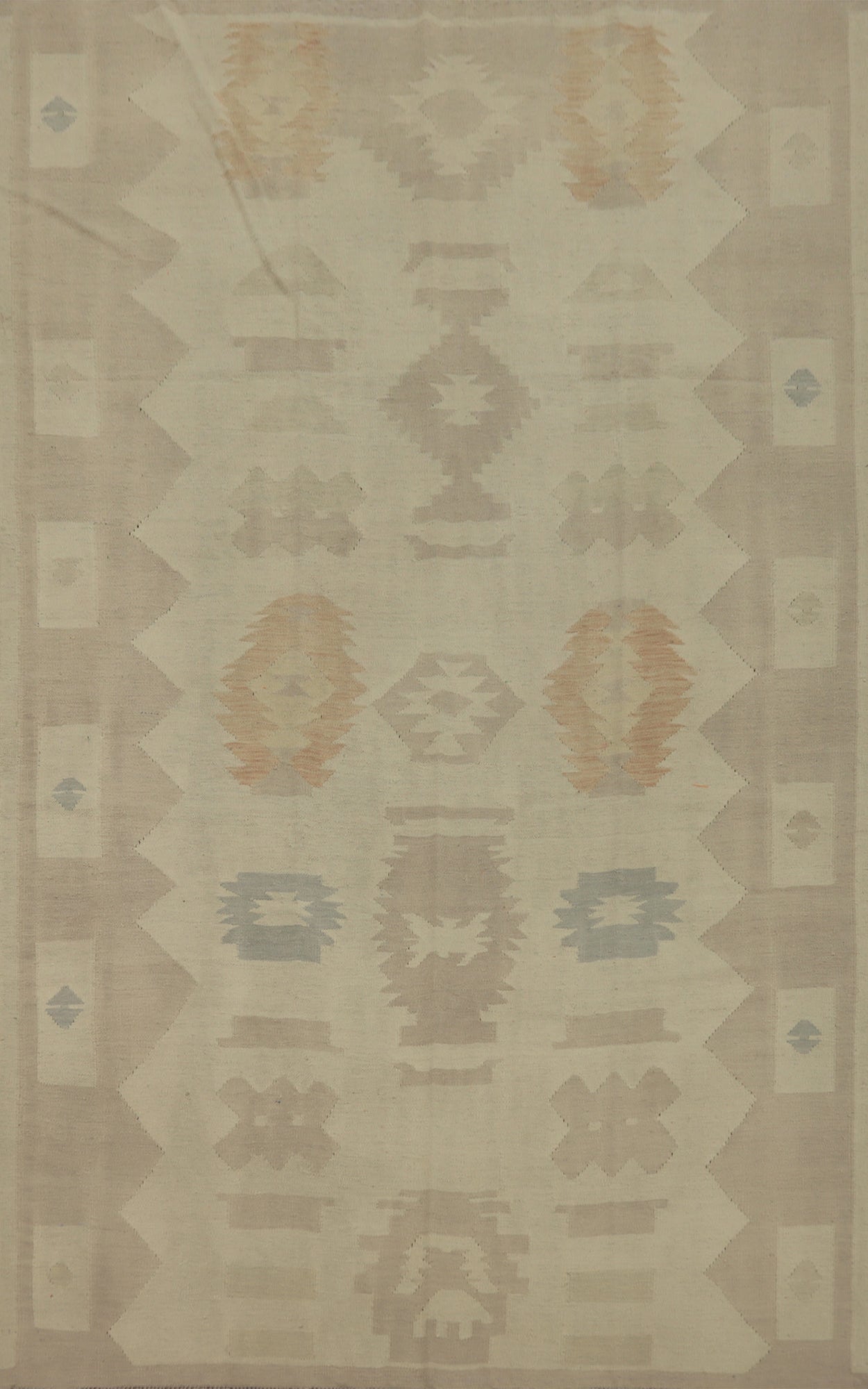 Earth Tone Wool Kilim Flat Weave Area Rug 6x9