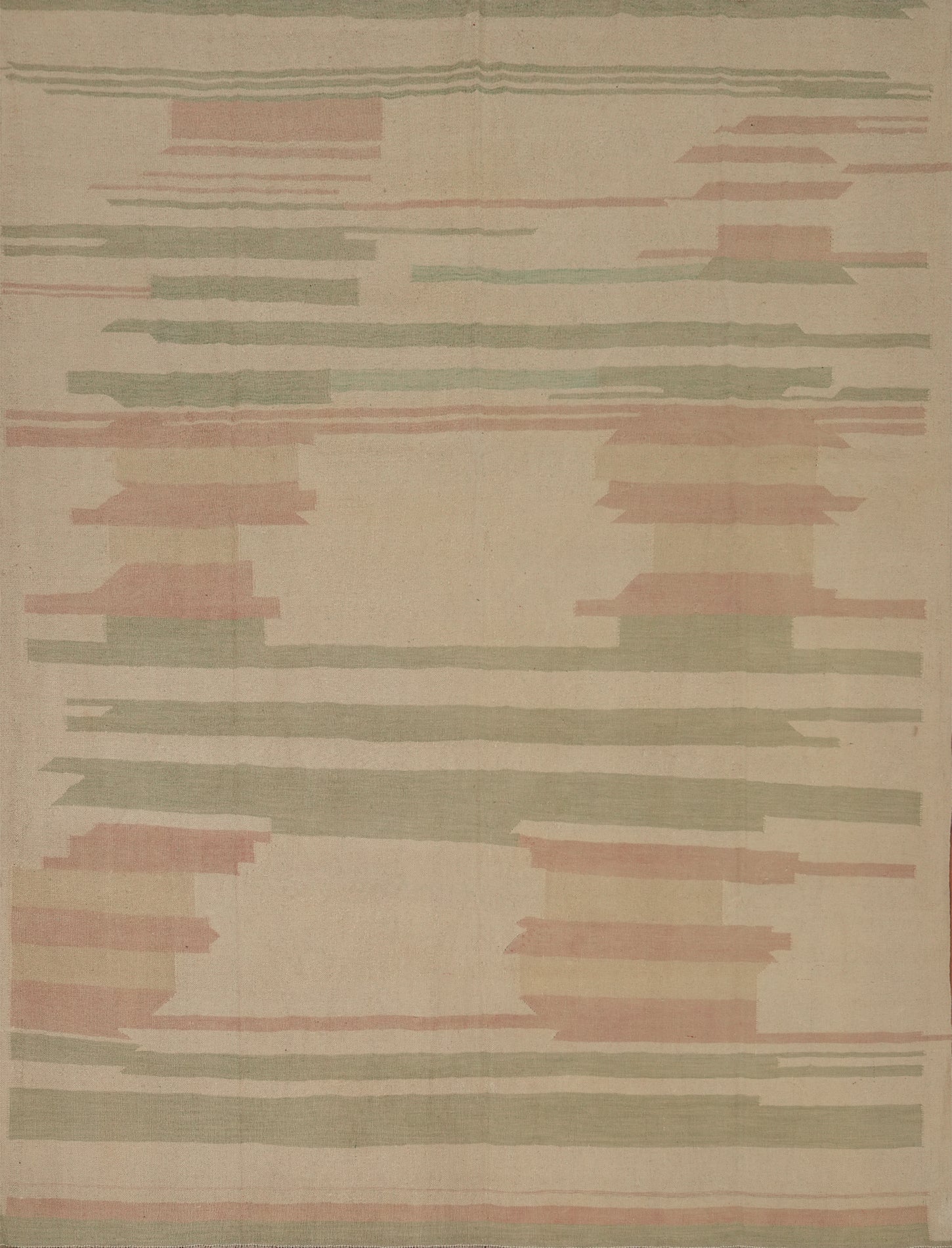 Subtle Pastel Striped Kilim Flat Weave Area Rug 8x10