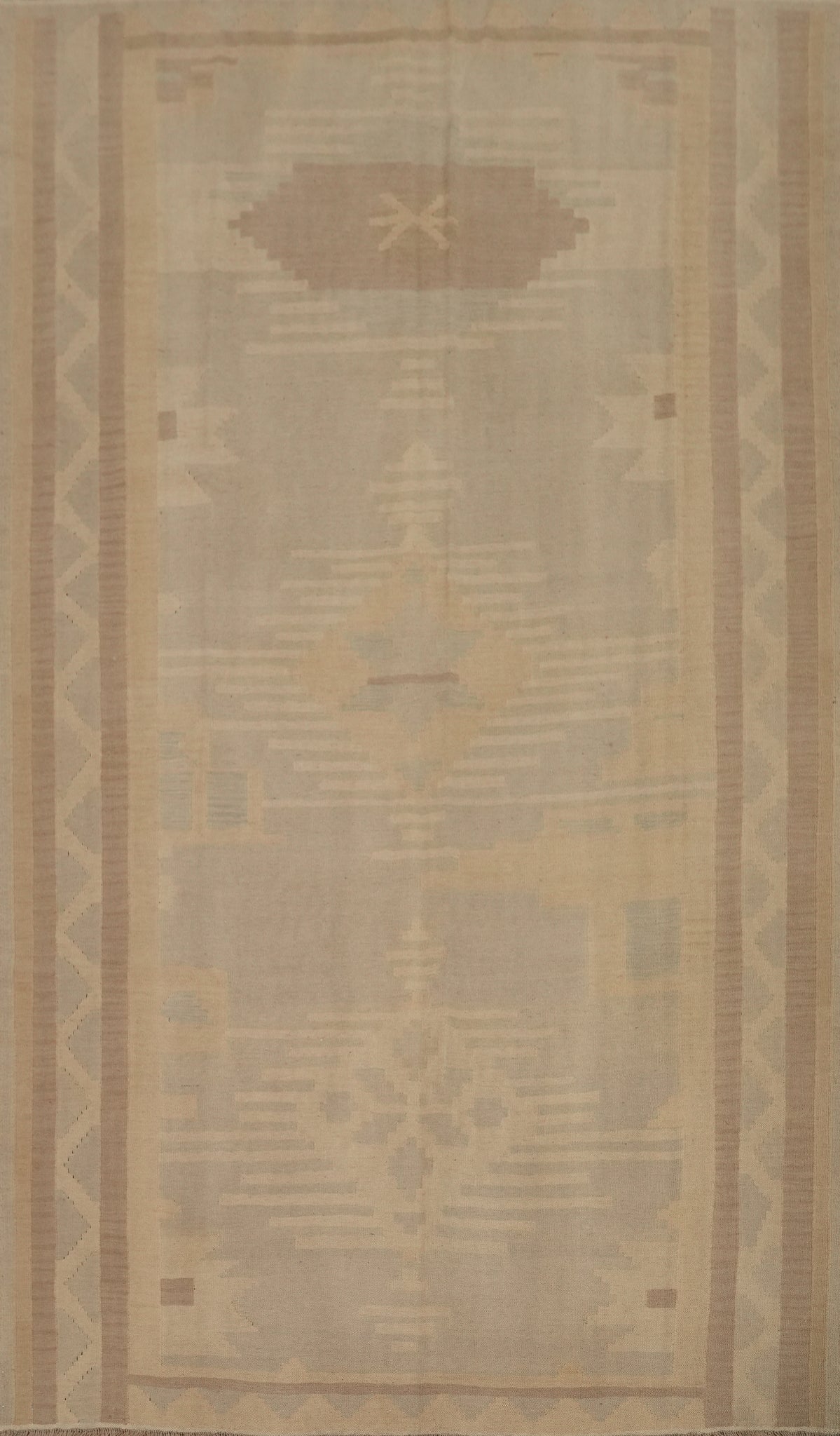 Earth Tones Wool Kilim Flat Weave Area Rug 6x10