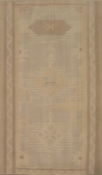 Earth Tones Wool Kilim Flat Weave Area Rug 6x10