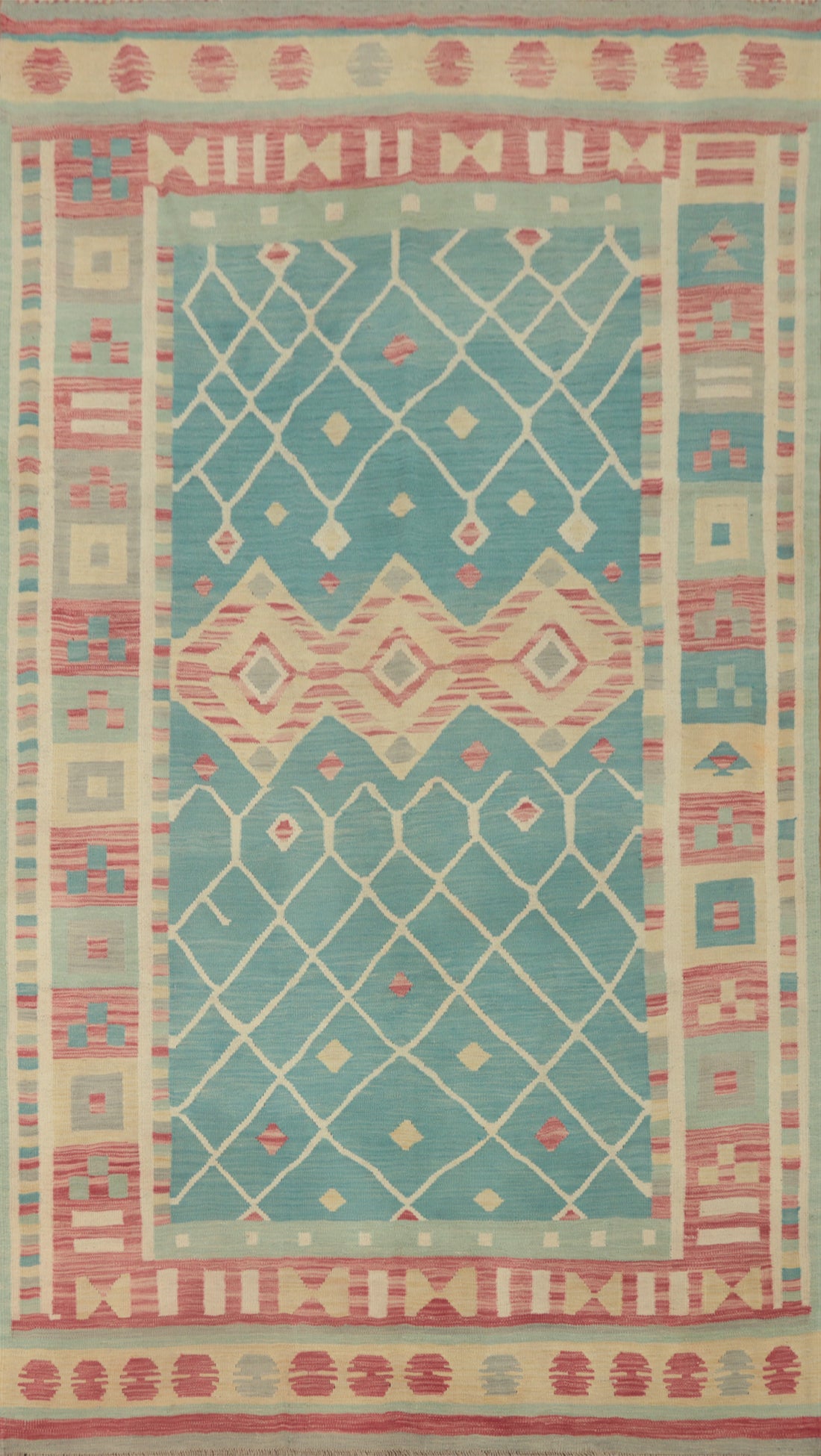 Blue Kilim Flat Weave Area Rug 6x10